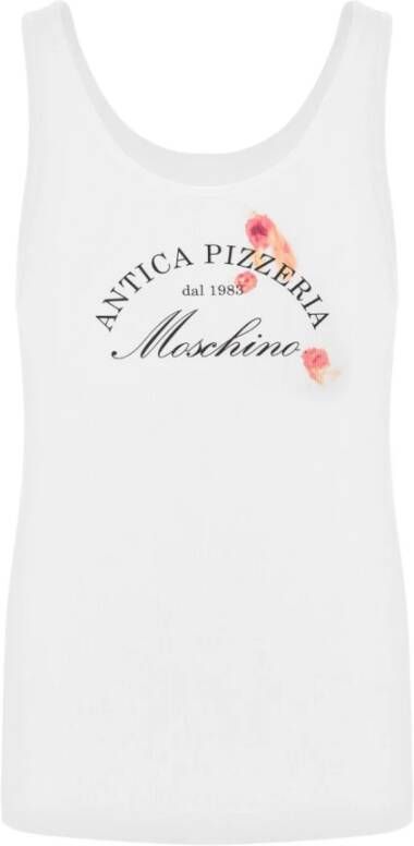 Moschino Witte Slogan Print Mouwloze Top