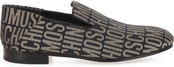 Moschino Zwart Goud Logo Lurex Loafers
