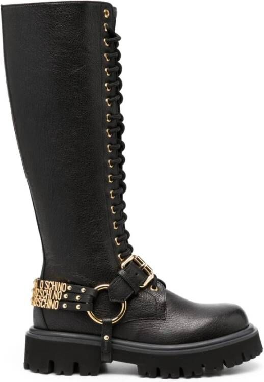 Moschino Zwarte Dameslaarzen met 4cm Hak Black Dames