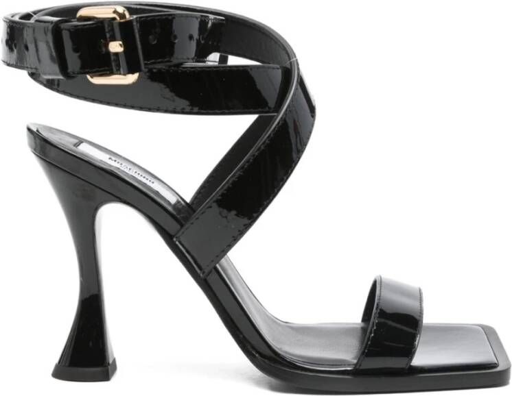 Moschino Zwarte Leren Enkelwikkel Sandalen