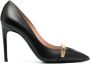 Moschino Zwarte Leren Gesloten Hoge Hak Pumps Black Dames - Thumbnail 1