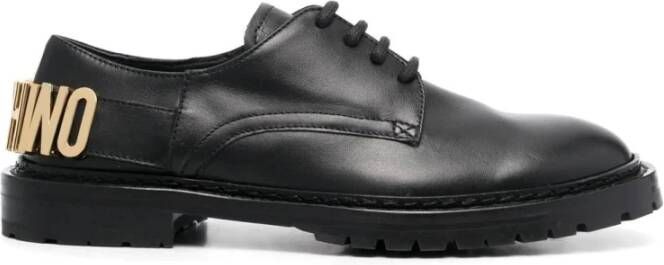 Moschino Zwarte Leren Loafers Black Dames