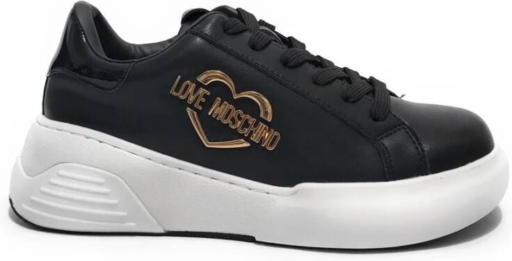 Moschino Zwarte Leren Love Sneaker Zwart Dames