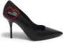 Moschino Zwarte leren puntige neus hoge hak pumps Zwart Dames - Thumbnail 1