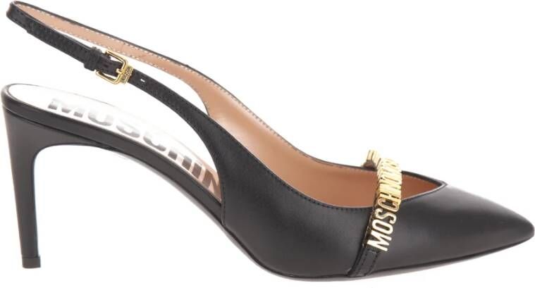 Moschino Zwarte Leren Slingback Sandaal Black Dames