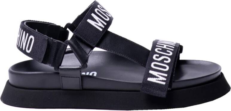 Moschino Zwarte Lint Platform Sandalen