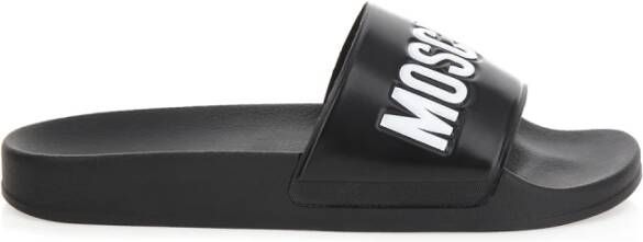 Moschino Zwarte Logo Rubber Zwembadschoenen