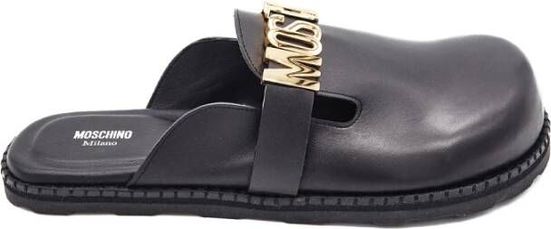 Moschino Zwarte Mules Schoenen met Zwarte Lettering