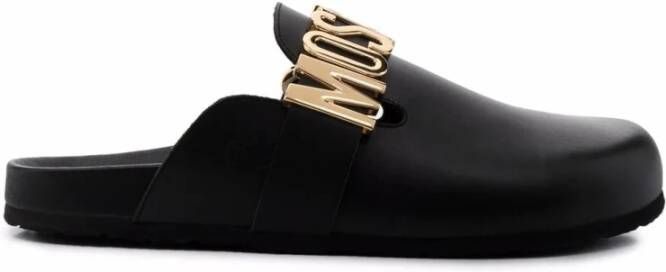 Moschino Zwarte platte schoenen Black Heren