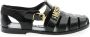 Moschino Zwarte rubberen strandsandalen met gouden logo - Thumbnail 1