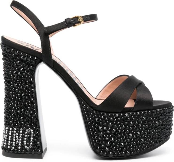 Moschino Zwarte Sandalen met Kristallen Versiering Black Dames