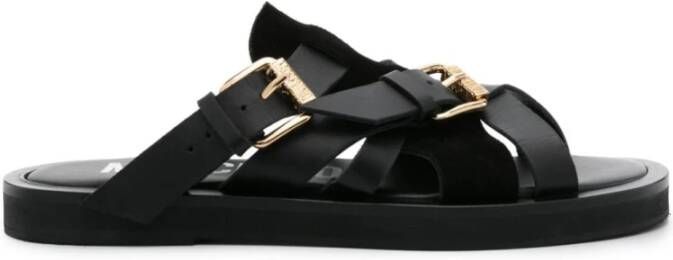 Moschino Zwarte Suède Sandalen Black Heren