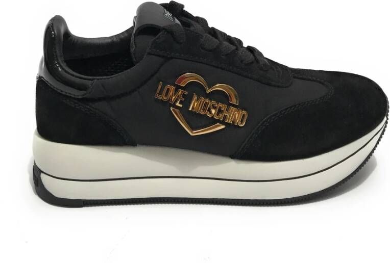 Moschino Zwarte Suède Nylon Love Sneaker Ds23Mo04 Ja15074 Zwart Dames