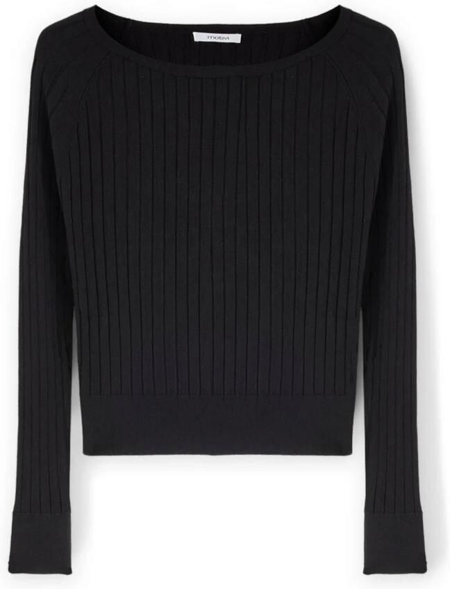 Motivi Bootnek Trui in Platte Ribgebreide Stijl