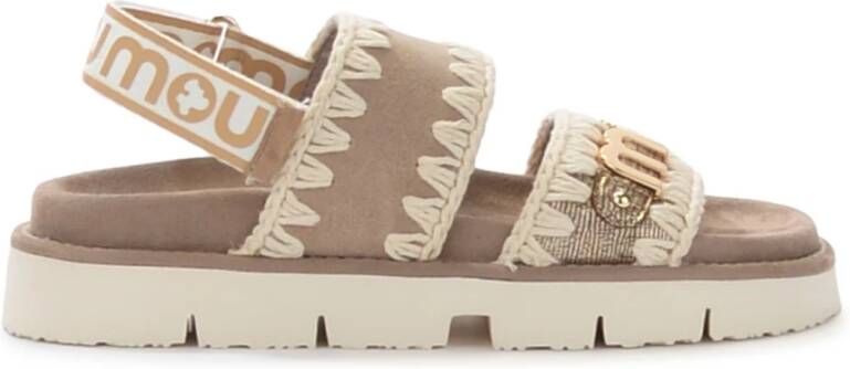 Mou Beige en Gouden Leren Sandaal Multicolor Dames