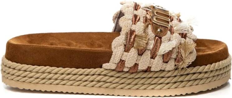 Mou Beige Franje Touw Sandalen