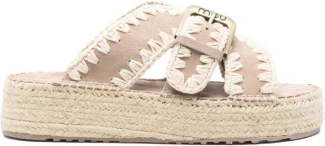Mou Beige leren sandalen met rubberen zool