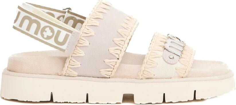 Mou Beige Suède en Canvas Sandalen