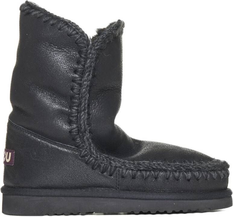 Mou Geëmbosseerde Spyral Zwarte Eskimo Laarzen Black Dames
