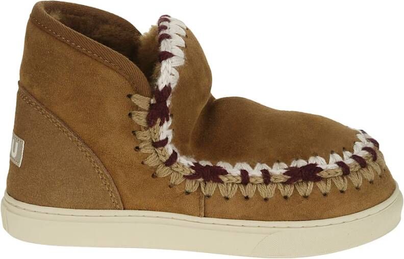 Mou Eskimo Sneaker van Suède met Schapenvacht Binnenkant Bruin Dames