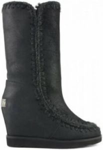 Mou Bota French TOE Wedge Tall Zwart Dames