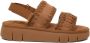 Mou Bruin Leren Plateau Sandalen Haakdetails Brown Dames - Thumbnail 2