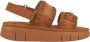 Mou Bruin Leren Plateau Sandalen Haakdetails Brown Dames - Thumbnail 1