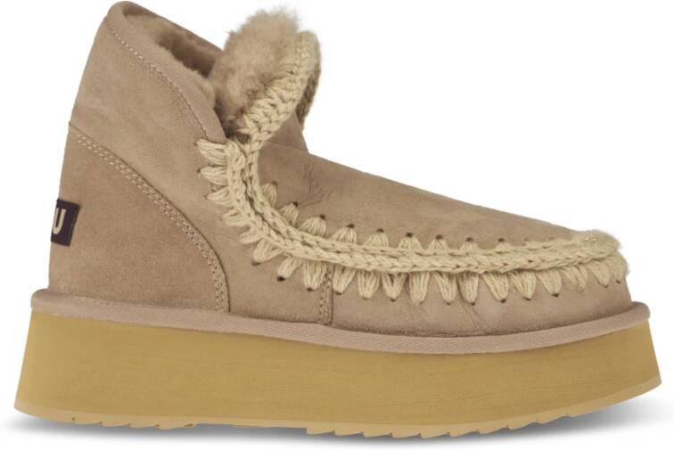 MOU Vachtlaarzen Dames Mini Eskimo Platform Boot Maat: 39 Materiaal: Suède Kleur: Beige - Foto 5