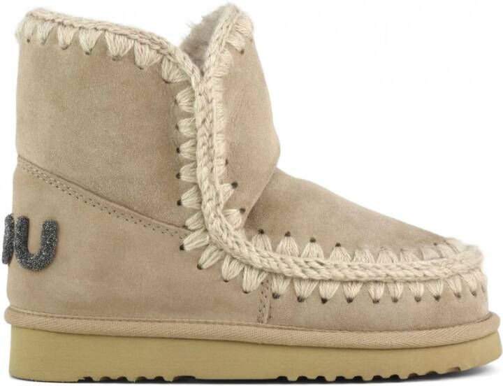 Mou Bruine Sheepskin Eskimo Laarzen met Glitter
