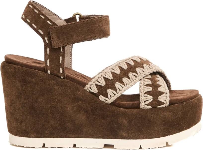 Mou Bruine Sleehak Sandalen voor Vrouwen