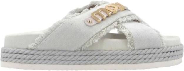 Mou Canvas Sleehak Sandalen met Metalen Logo