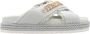 Mou Canvas Sleehak Sandalen met Metalen Logo - Thumbnail 1