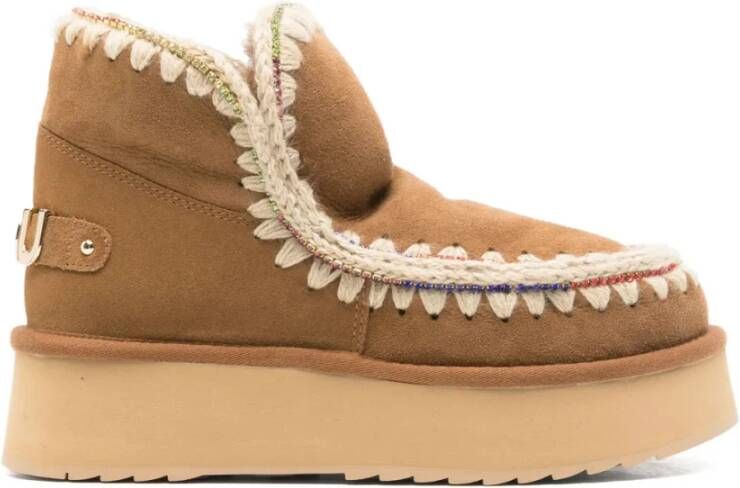 MOU Bruine Laarzen Eskimo 18 Platform Rhinestones