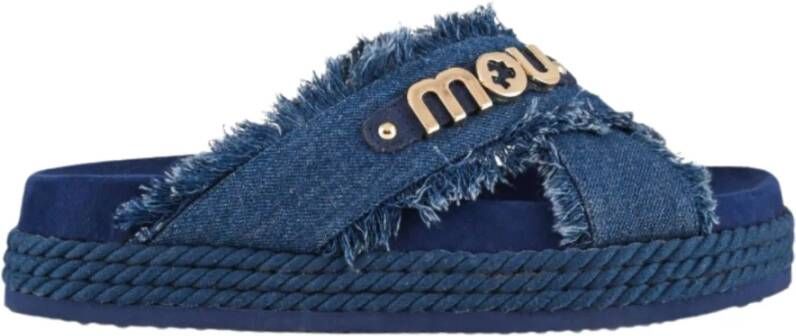 Mou Denim sandaal met kruissteek Blue Dames