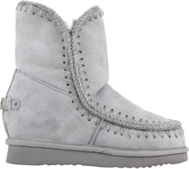 Mou Dames Casual Grijze Leren Enkellaars Gray Dames