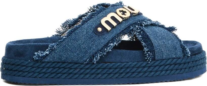 Mou Denim Cross Sandalen Stijlvol Comfortabel Chic