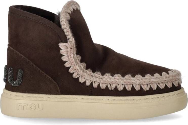 Mou Donkerbruine Sneaker met Glitterlogo Brown Dames