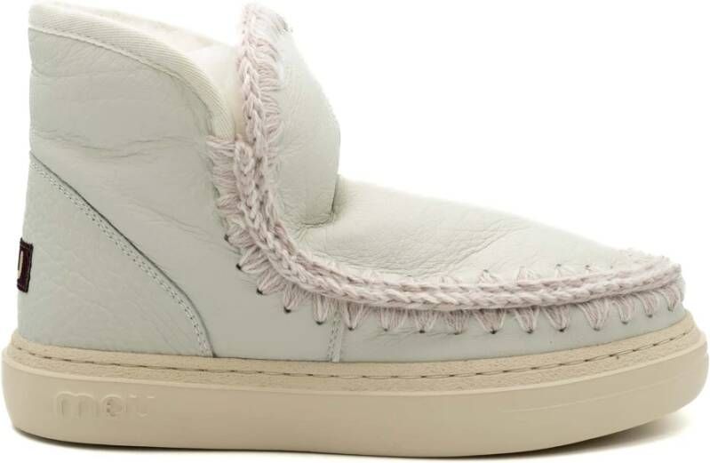 Mou Bold Sneakerlaars van Omgekeerd Schapenleer en Leer White Dames