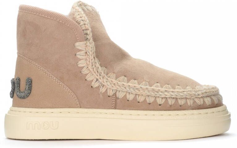 MOU Vachtlaarzen Dames Eskimo Sneaker Bold Glitter Logo Maat: 35 Materiaal: Suède Kleur: Beige - Foto 7