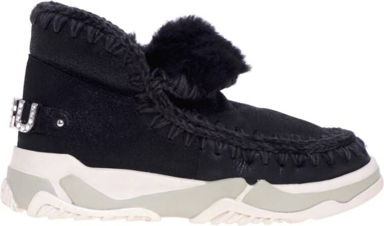 Mou Zwarte Slip-on Sneakers met Rhinestone Logo Zwart Dames