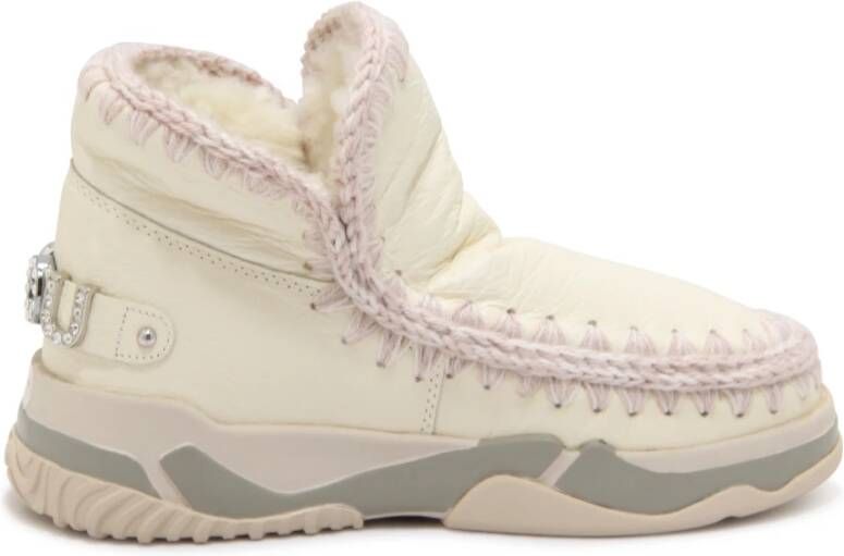 Mou Witte Leren Winterlaarzen voor Vrouwen Beige Dames