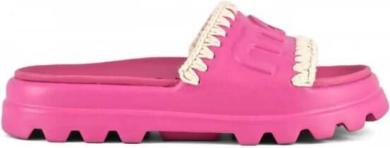 Mou EVA Slide Sandaal Fuchsia Gehaakt Pink Dames