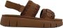 Mou Bruin Leren Plateau Sandalen Haakdetails Brown Dames - Thumbnail 7