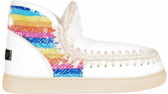Mou Regenboog Witte Leren Sneakers