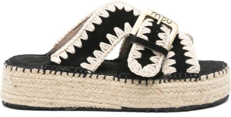 Mou Gekruiste Banden Zwarte Sandalen