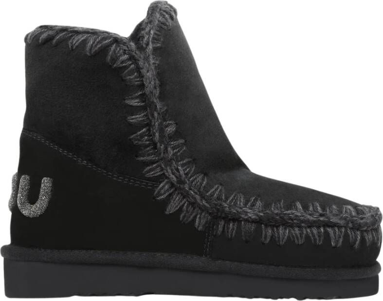 MOU Vachtlaarzen Dames Eskimo 18 Glitter Logo Maat: 39 Materiaal: Suède Kleur: Zwart - Foto 8
