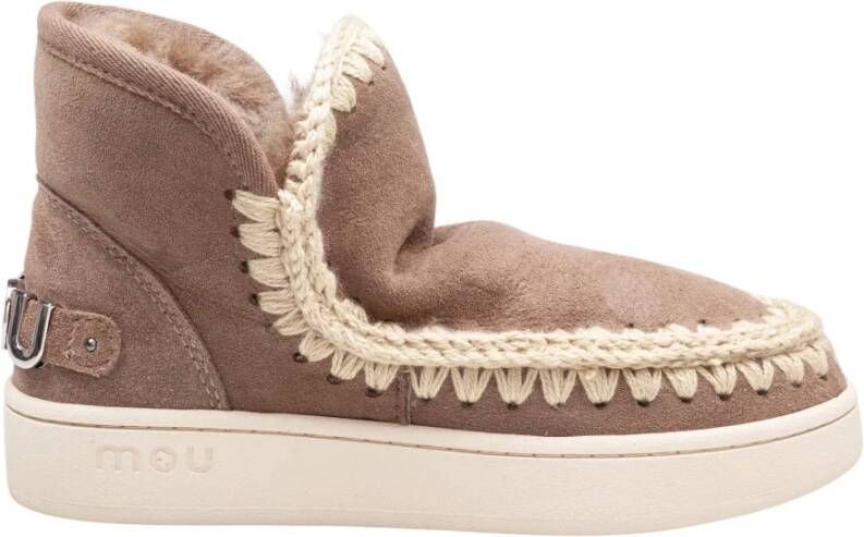 Mou Grijze Nubuck Eskimo Sneakers Metalen Logo