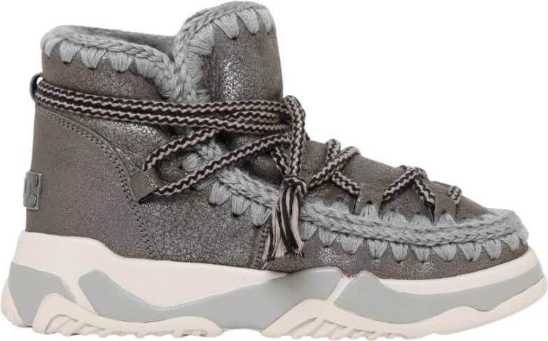Mou Grijze Vetersneakers met Warm Design