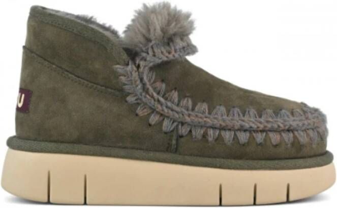 Mou Groene Suède Enkellaars Sneakers