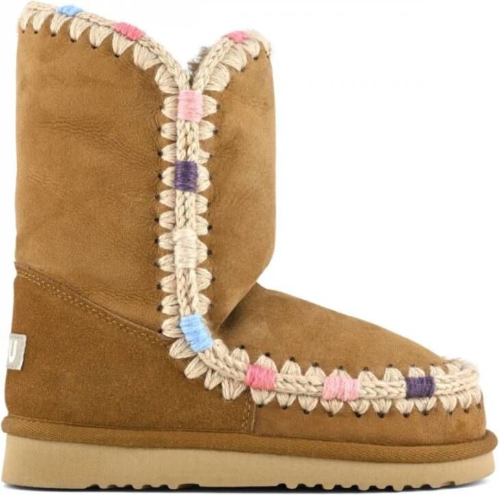 Mou Handgemaakte Eskimo 24 Overstitching Laarzen Brown Dames